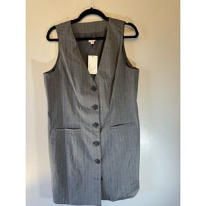 NWT Business Style Sleeveless Grey Pinstripe Dress By A New Day Size L